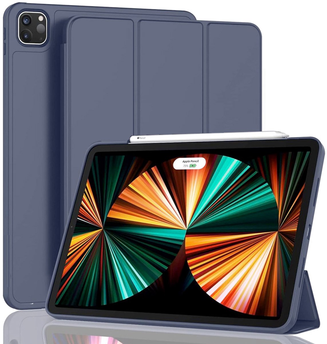 CaseMania Bookcase hoesje geschikt voor Apple iPad Pro 13 (M4/M5) - Effen Donkerblauw - Kunstleer