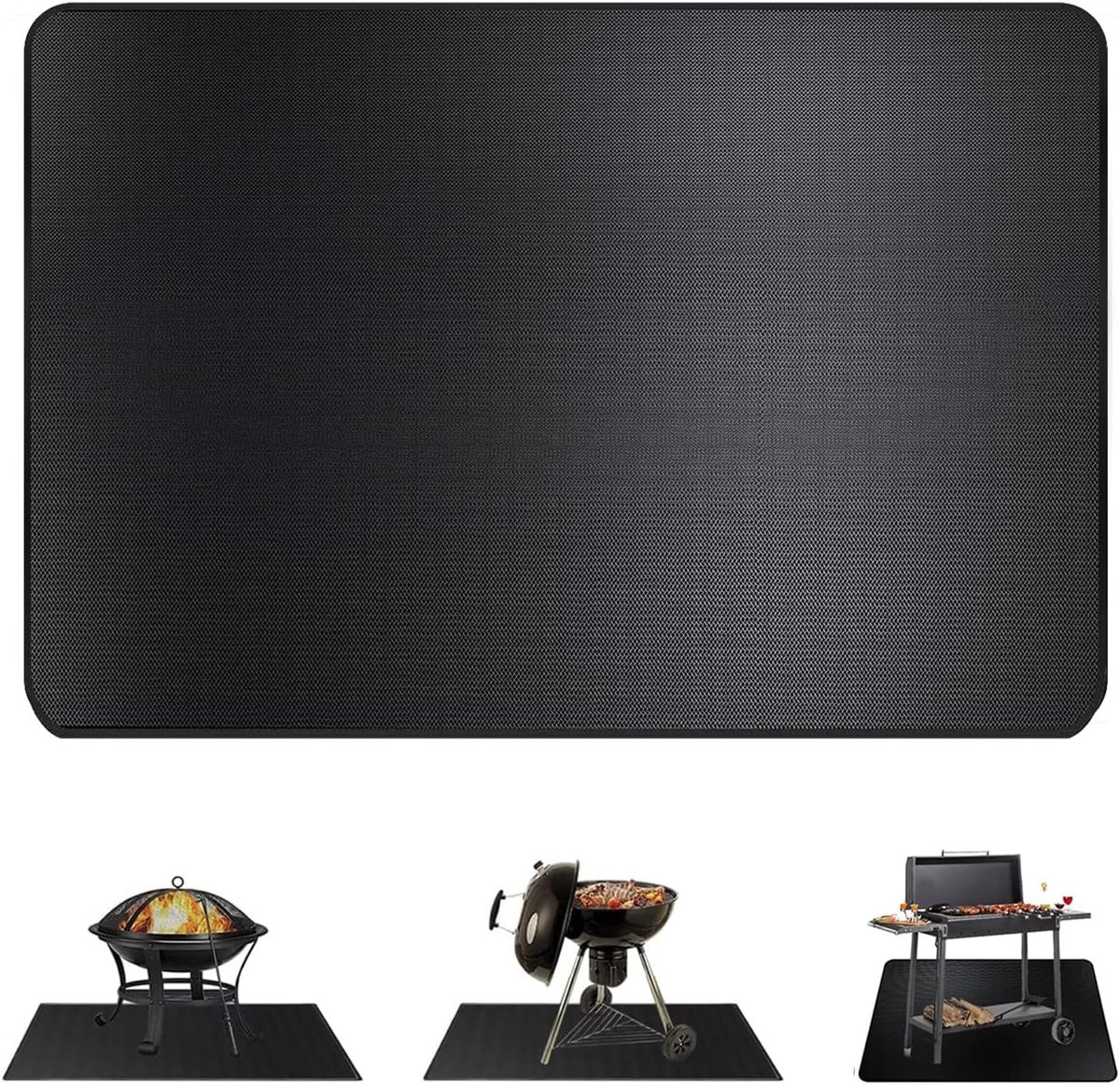 Vuurvaste Mat voor Vuurschaal - Bescherming tegen Hitte met 3 Laags Glasvezel - Ideaal voor Kamperen, BBQ, Tuin en Terras - Afmeting 122x76CM