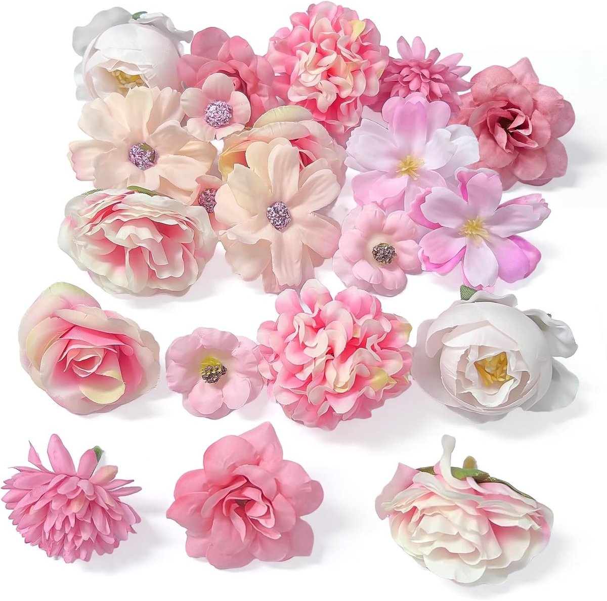 20 Stuks Kunstbloemen, Kleine Multikleurige Bloemkoppen voor DIY Creaties, Bruidskapsels, 