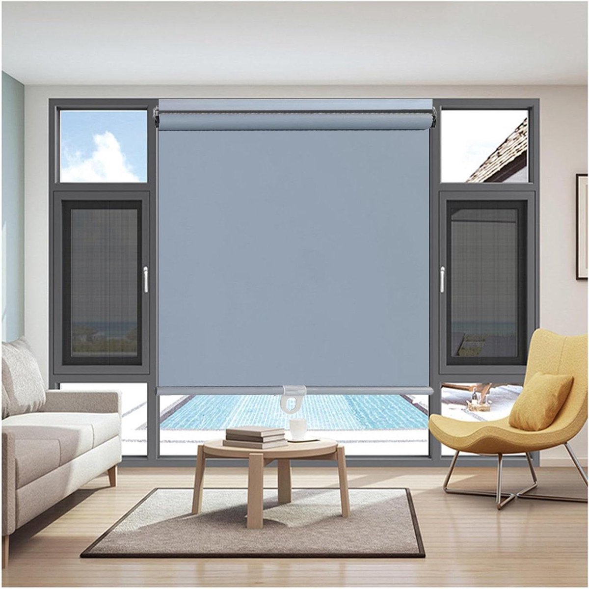 Verduisterend rolgordijn - Raamdecoratie - Zon weren - Boorvrije montage - 65x200cm - Grijs