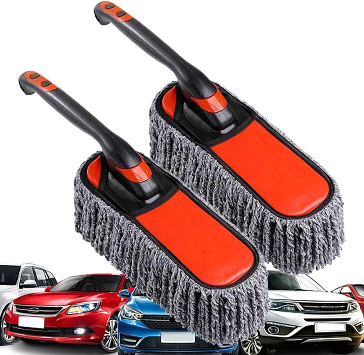 Microvezel Autostoffer - Auto Stofdoek - Auto Reinigen - Wasbaar En Antislip - 2 Stuks - Grijs