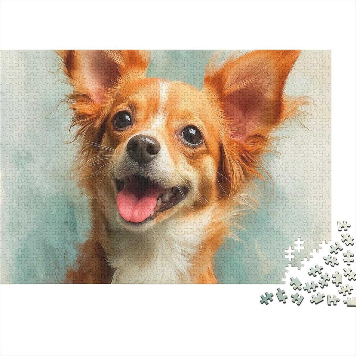 Hond Puzzel - Huisdier Portret - Ontspanning Thuis - Recyclebaar Karton - 1000 Stukjes - Bruin Wit