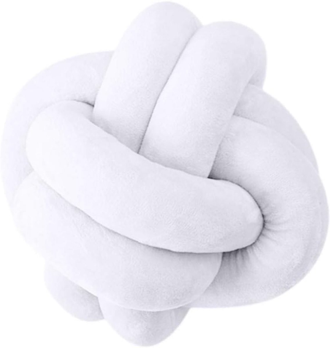 Handgemaakt Knoopbal Kussen - Pluche Decoratief Sierkussen voor Slaapkamer, Bank en Auto, Ø30 cm, Grijs