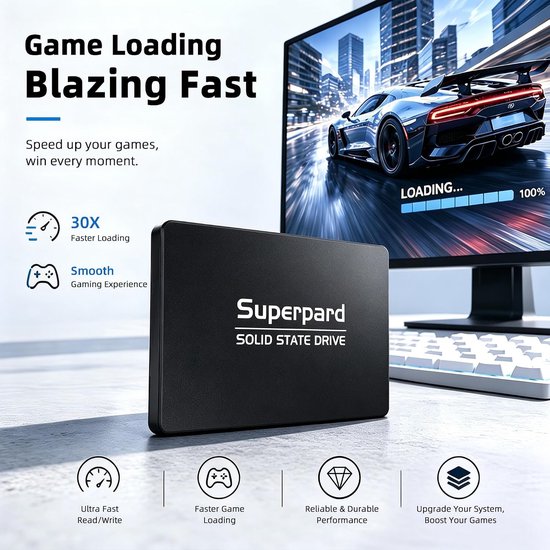 Interne SSD - Opslag Schijf - Computer Versnellen - Stil en Schokbestendig - 128 GB - Zwart — afbeelding 4