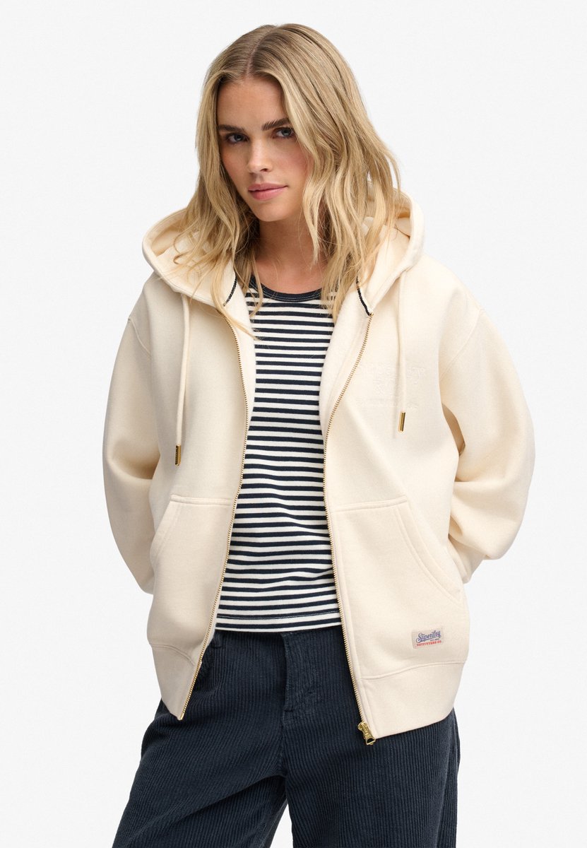 Luxe Casual Zip Hoodie Wit