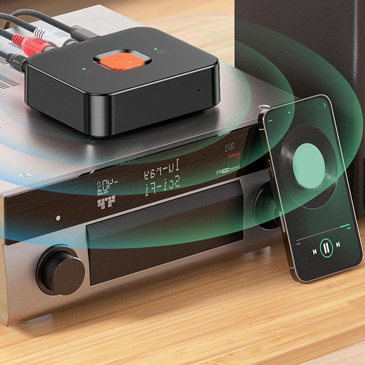 Draadloze Audio Adapter - Muziek Streamer - Muziek Afspelen - High Fidelity Geluid - 66 x 62 cm - Zwart