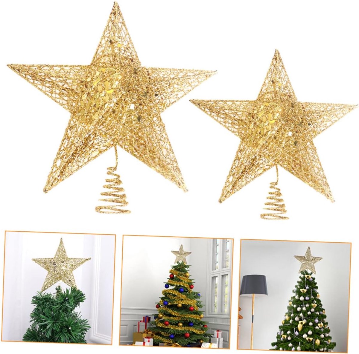 Kerstboom Ster - Boomversiering Top - Feestelijke Decoratie - Glitter Afwerking - 20x20CM - Goud – foto 6