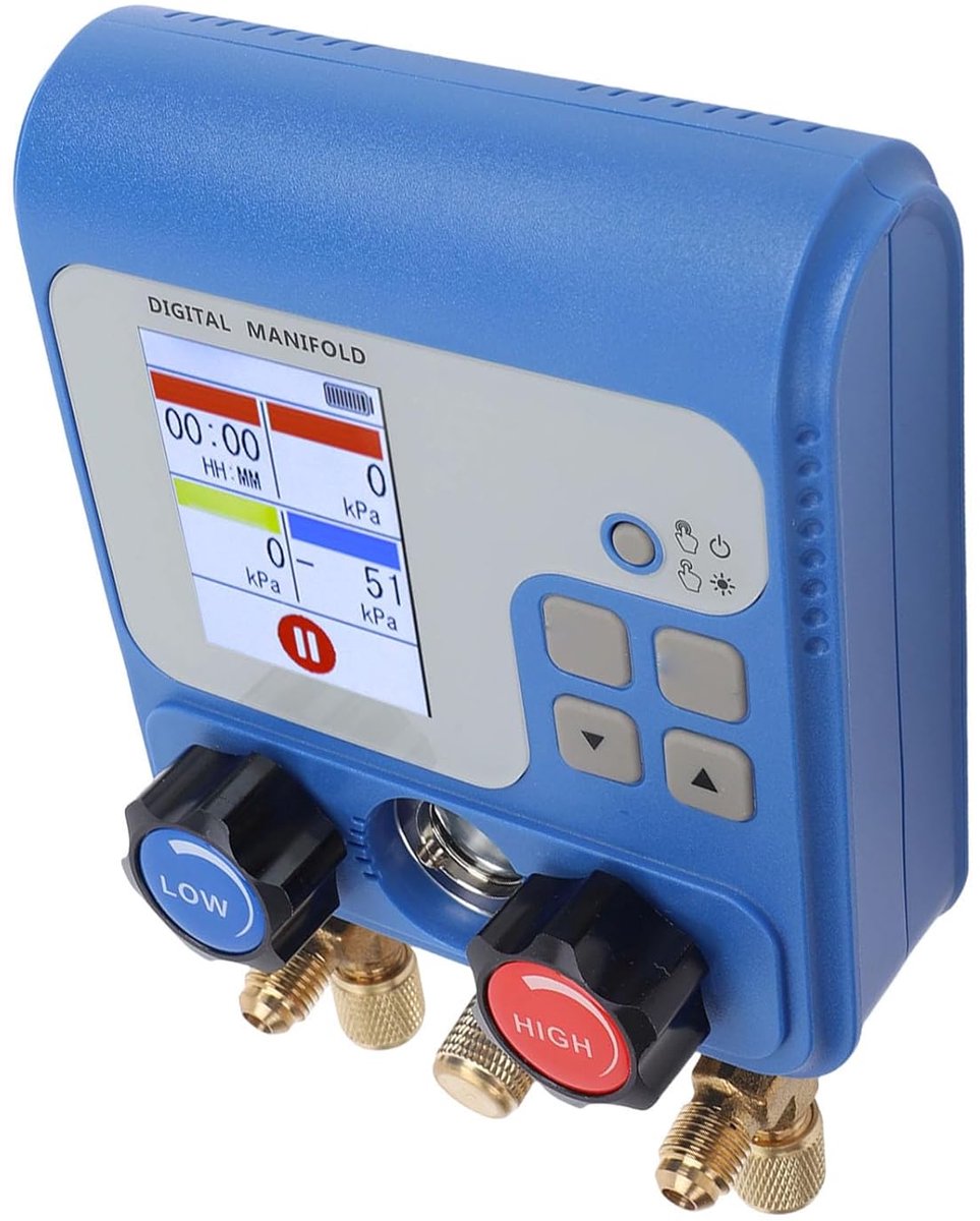 Digitale Spruitstukmeter - Drukvacuümtester - HVAC Reparatie - 94 Koelmiddelen Ondersteund - 6000 KPa Bereik - Zwart