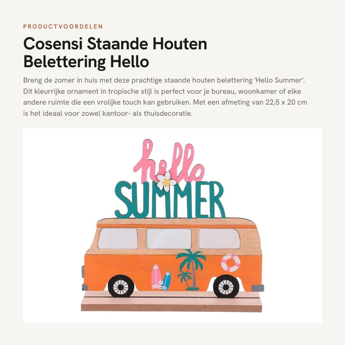 Dailygoods- Belettering Houten Decoratie - Tropische Stijl - Desktop Ornament - Zomer/Lente - Cadeau voor Elke Gelegenheid - Perfect voor Woonkamer/Kantoor