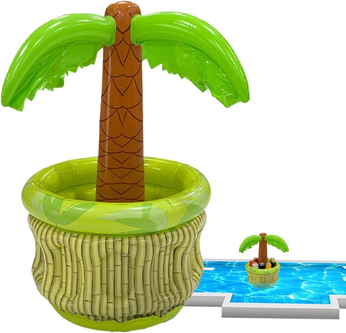 Opblaasbare Koeler - Palmboom Vlotter - Drankjes Koel Houden - Draagbaar Verfrissingsstation - 66 cm Hoog - Groen