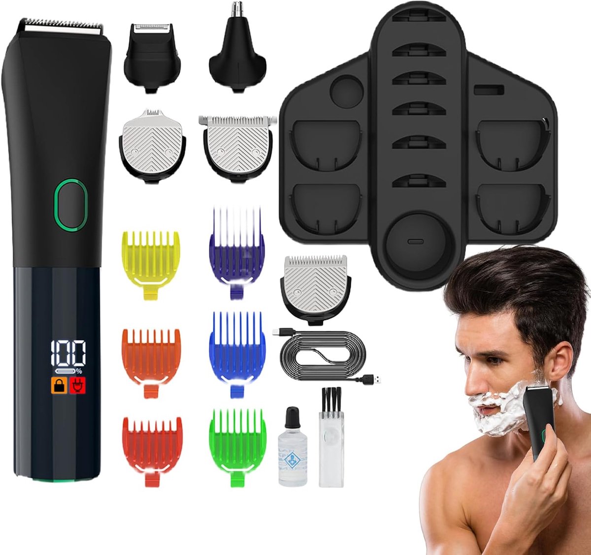 Baardtrimmer Heren - Elektrische Trimmer - Persoonlijke Verzorging - 5-in-1 Styling Set - 90 Min Draadloos - Zwart
