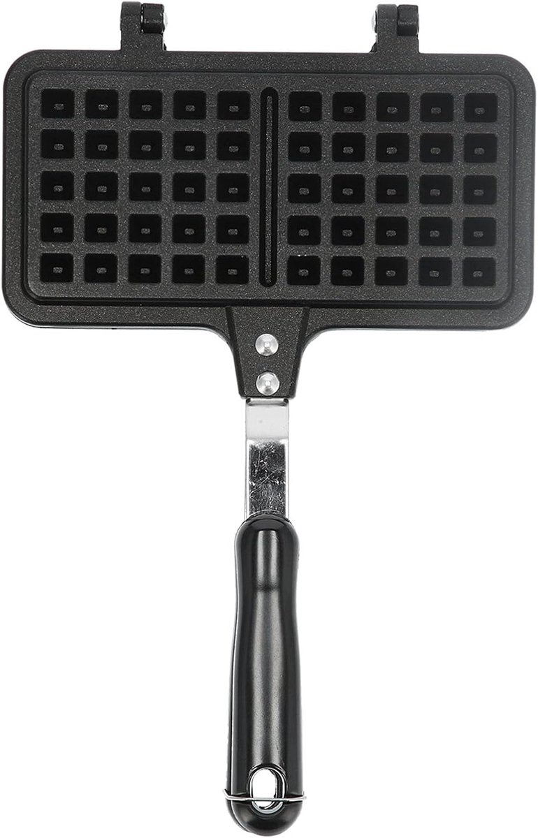 Wafelijzer Pan Wafelvorm Bakplaat Wafels Bakken Dubbelzijdig Non-stick 20.5x10.5cm Zwart