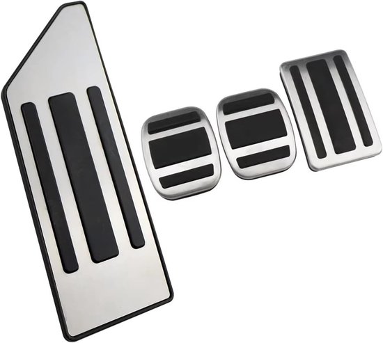Auto Pedaal Covers - Pedaal Pads - Verbeterde Grip - Antislip Oppervlak - 3 Delig Set - Zilver Zwart — afbeelding 5