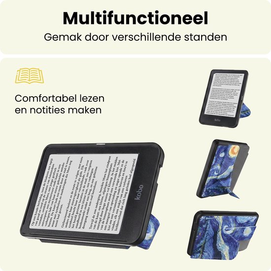 Hoes Geschikt voor Kobo Nia - E-reader Bescherm Hoesje Case Sleep Cover Trifold - Hoes Geschikt voor Kobo Nia Hoesje - Sterrenhemel — afbeelding 3