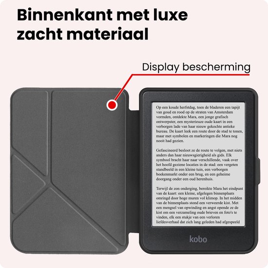 Hoes Geschikt voor Kobo Clara HD Hoesje Bookcase Cover Book Case Hoes Sleepcover Trifold Met Screenprotector - Rood — afbeelding 5