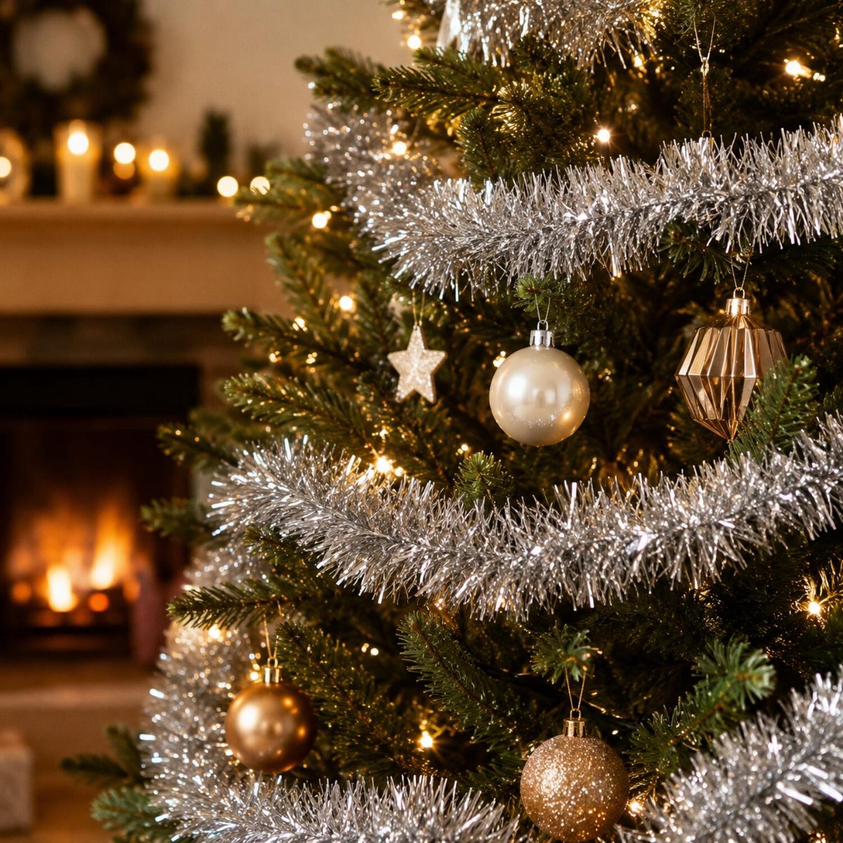 Benson Kerstslinger guirlande zilver - glanzend lametta - 270 cm - kerstdecoratie – foto 6