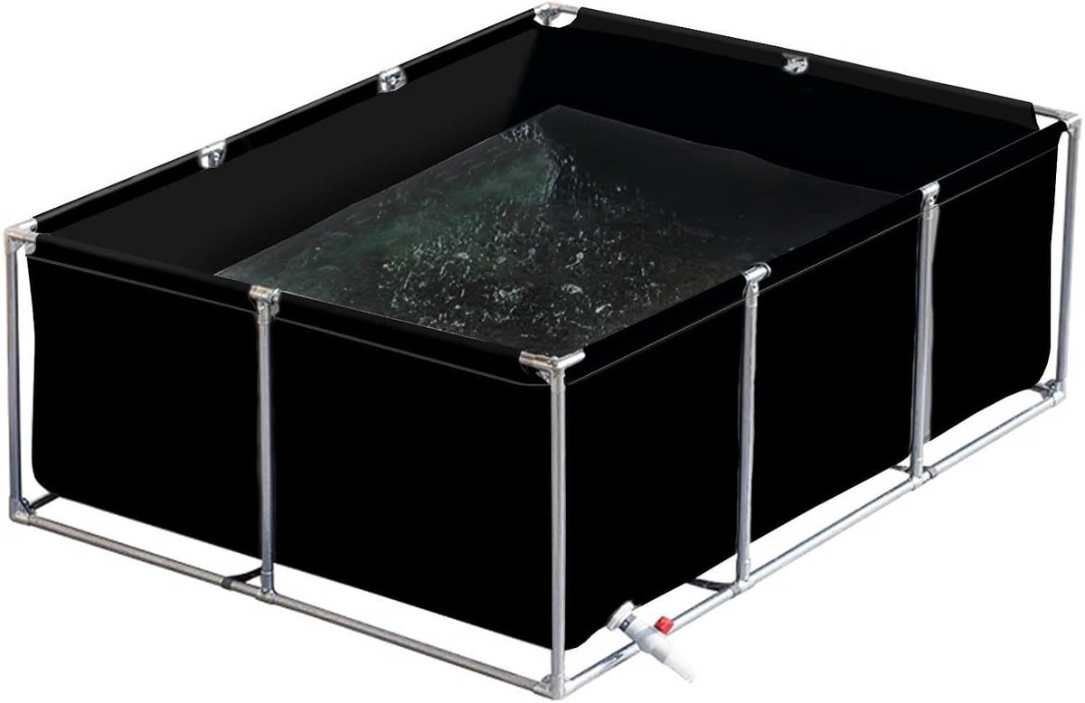 Bovengrondse Watertank - Vijver Zwembad - Vis Opslag - Afvoerklep - 1.5 x 1 x 0.7m - Zwart