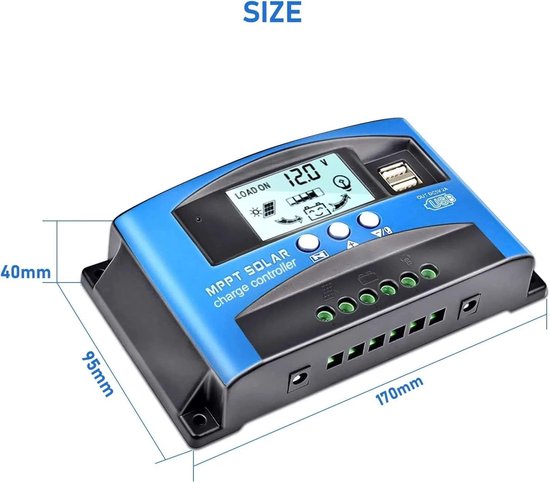 Solar Laadregelaar - Zonnepaneel Regulator - Energie Opslag - MPPT Technologie - 100A - Zwart