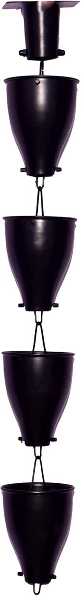 Regenketting - Waterafvoer Ketting - Tuin Decoratie - Grote Aluminium Bakjes - 5.5 Meter - Zwart