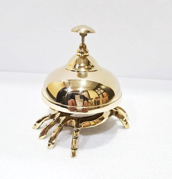 Decoratieve Bel - Balie Bel - Service Melding - Uniek Krab Design - 10 cm Diameter - Goud — afbeelding 2