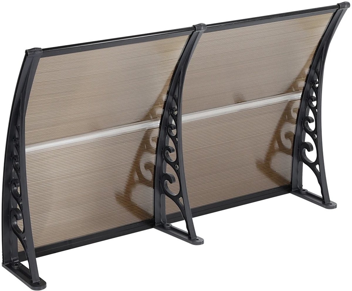 M-Goods Deurluifel 150x100 cm - Luifel Zonnescherm - Polycarbonaat - UV-bestendig & Windbestendig - Donker