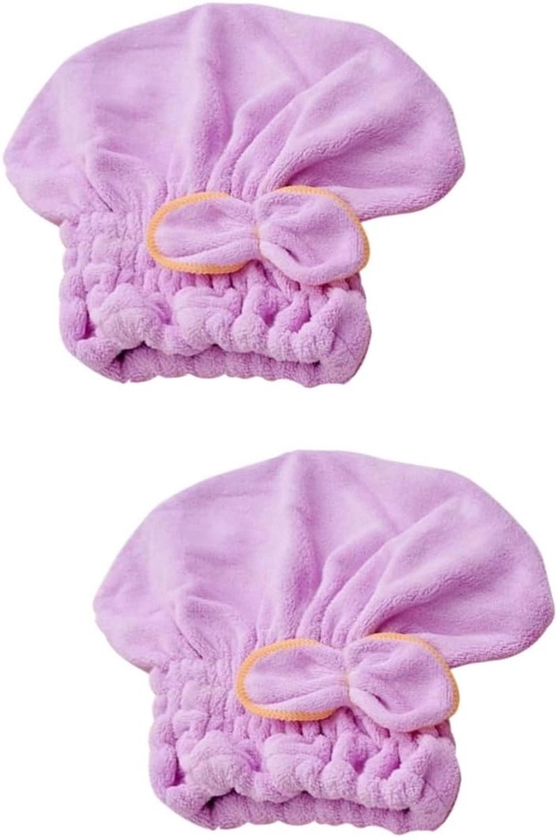 Haardroogkap - Haarwikkel tulband - Haar Snel Drogen - Super absorberend materiaal - 2 stuks - Paars