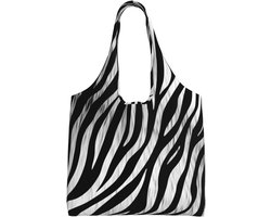 Canvas Tas - Draagtas Boodschappentas - Dagelijkse Boodschappen - Opvouwbaar Ontwerp - 36 x 10 x 32 cm - Zebra Print