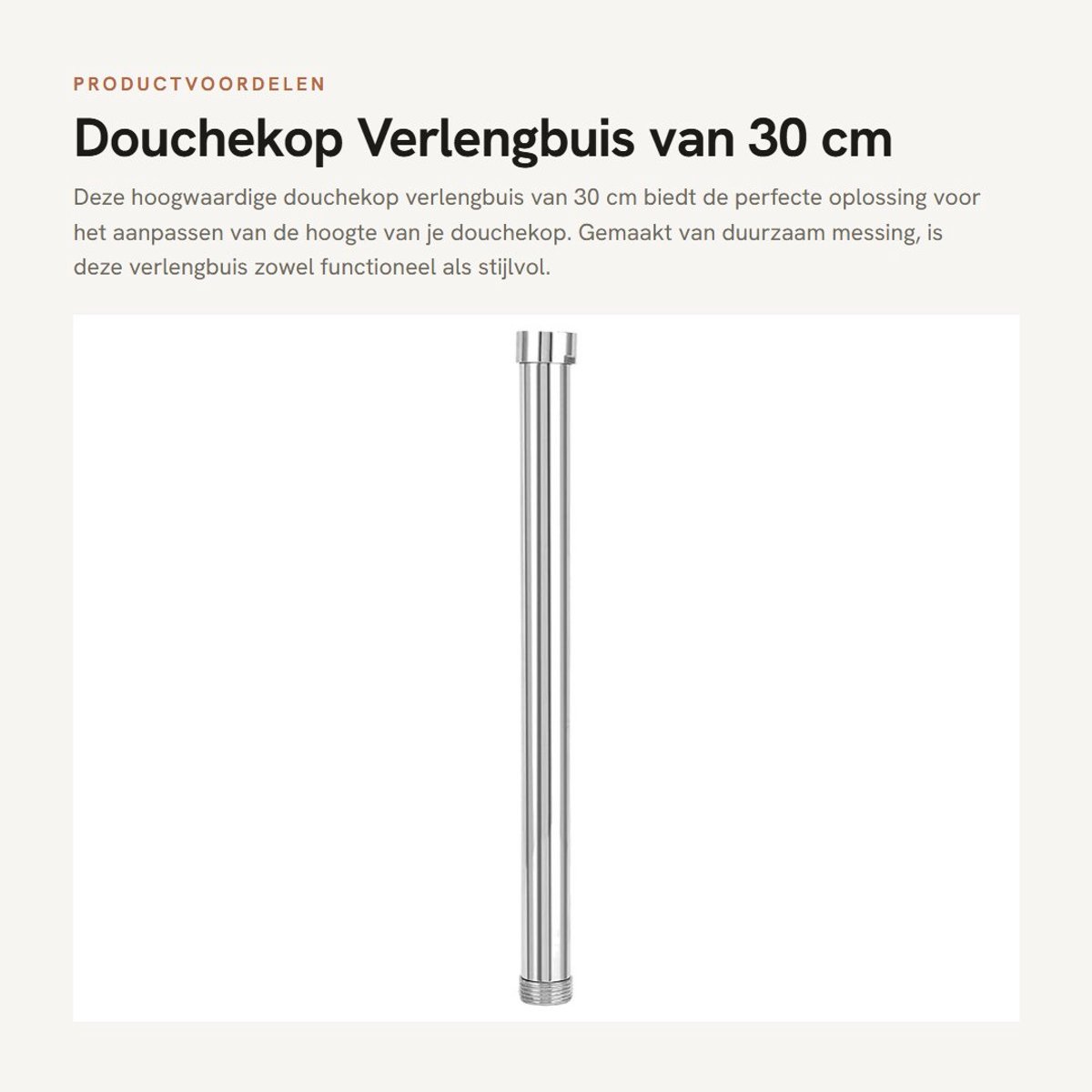 Dailygoods- Verlengbuis 30 cm - Douchekop - Messing - Douchearm - Verlengingsarm - Douchestang - G3/4 inch