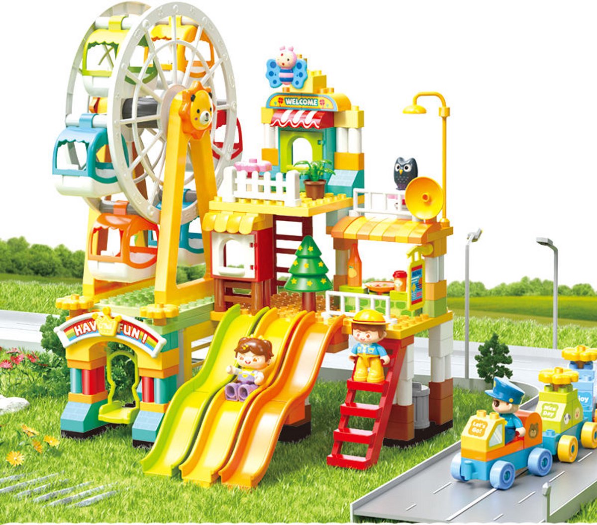 VONKELIOS® Reuzenrad Straatbeeld Bouwblokken Set 235 Stuks Grote Bouwblokken | Creatief Klassiek DIY Bouwspeelgoed Voor Kinderen