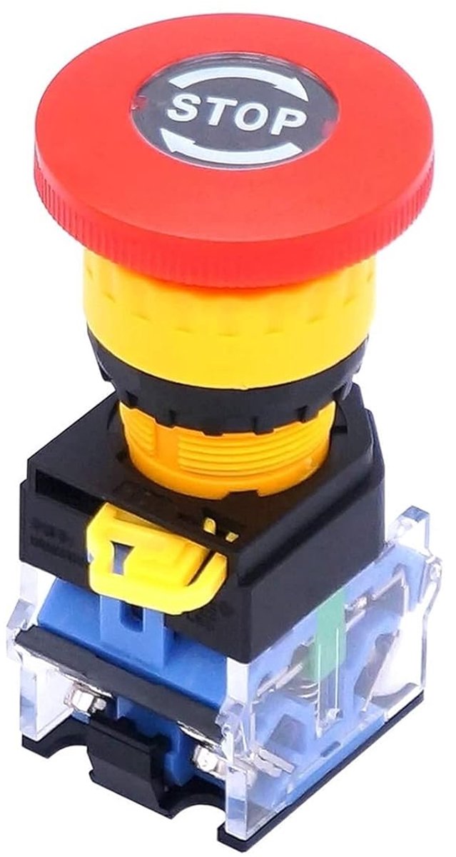 Noodstop Drukknop - Schakelaar Paddestoel - Industriële Controle - Vergrendelend Contact - 22mm Montagegat - Rood
