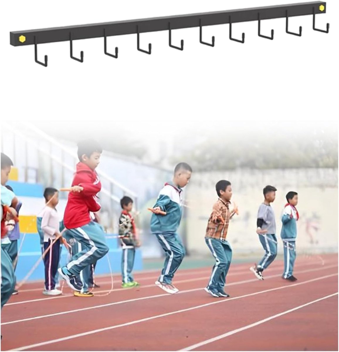 Hoelahoep Organizer - Sportrek - Fitness Opbergen - Wandmontage Haken - 75 cm - Zwart
