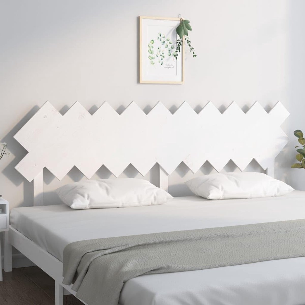 Hoofdeinde Massief Grenen - Houten Paneel - Ontspannen in Bed - Rustieke Uitstraling - 196 cm Breed - Wit