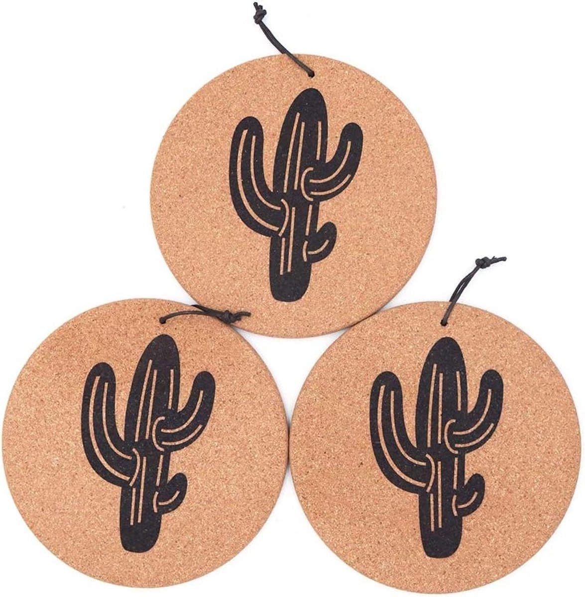 Set van 3 Ronde Kurken Coasters van 7,4 inch - Bescherm je Meubels, Vochtabsorberend en Warmtebestendig