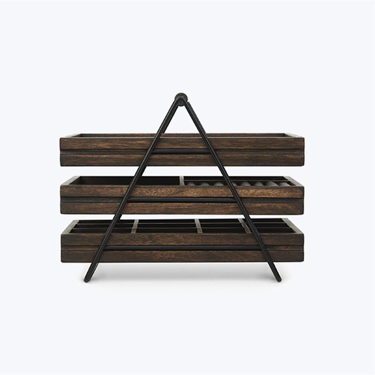 Sieraden Organizer - Juwelendoos Opberger - Netjes Opbergen - Drie Lagen - 25 x 18 x 20 cm - Walnoot