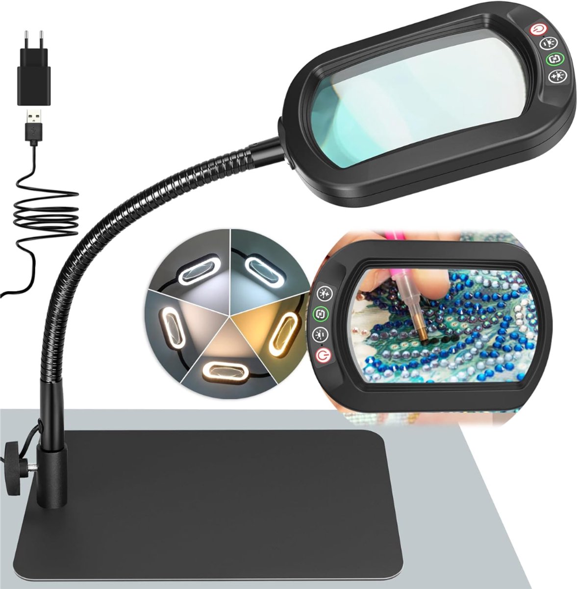 CRLYN® Vergrootglas Met Licht - Leeslamp - Nauwkeurig Werk - Zwart