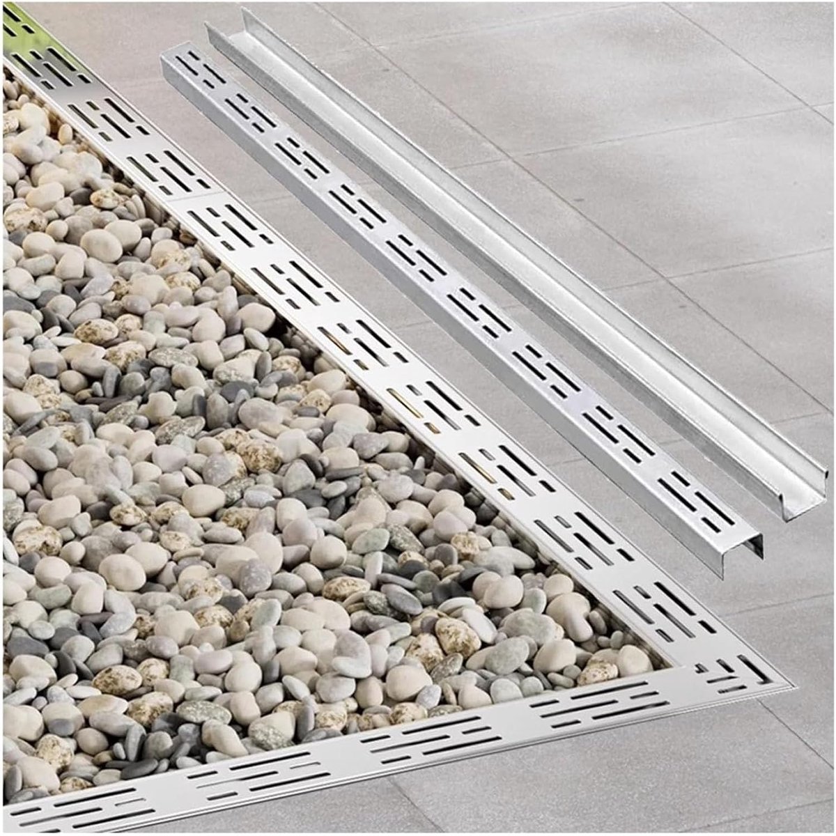 Trench Drain Kit - Afvoersysteem Kanaal - Buiten Drainage - Roestvrij Staal - 394 inch - Zilver
