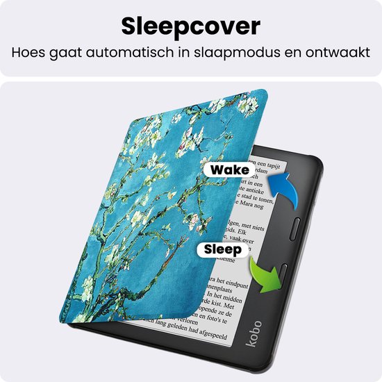 Hoes Geschikt voor Kobo Libra 2 - Luxe E-reader Bescherm Case - Hoesje Book Cover - Bloesem — afbeelding 3