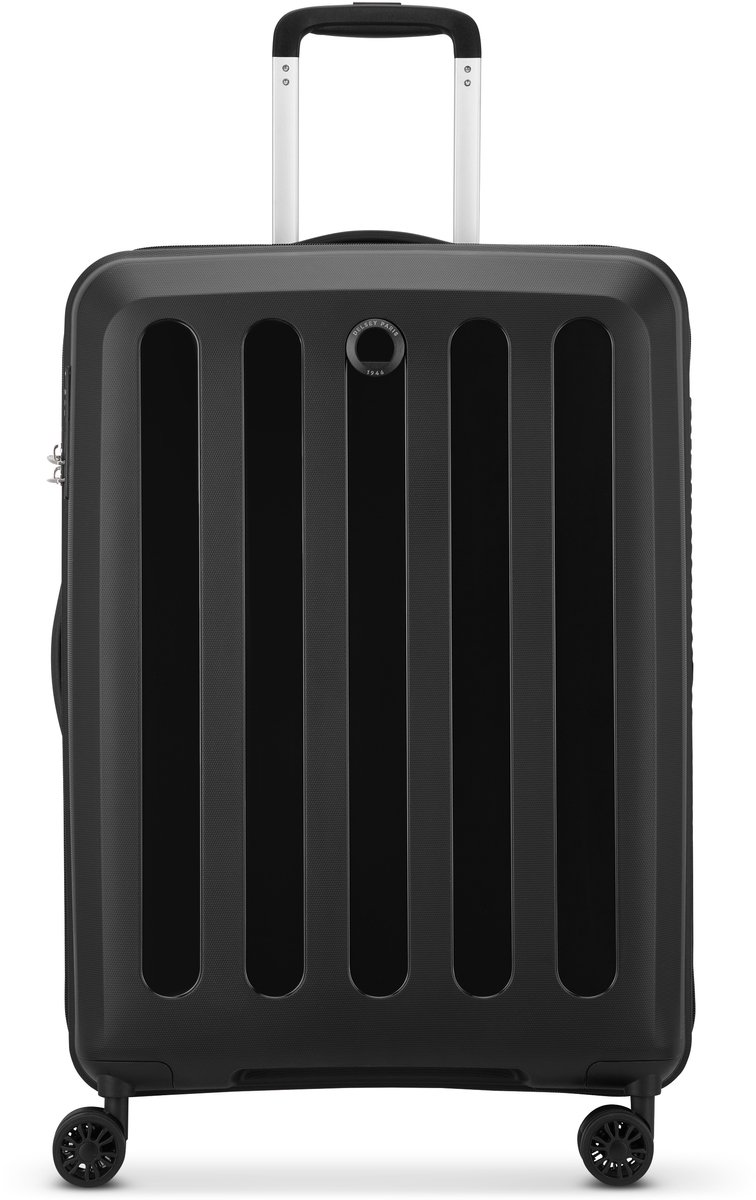 DELSEY Unlock Koffer Medium 66 cm Expandable – Harde Koffer met TSA-slot en Dubbele Wielen - Zwart