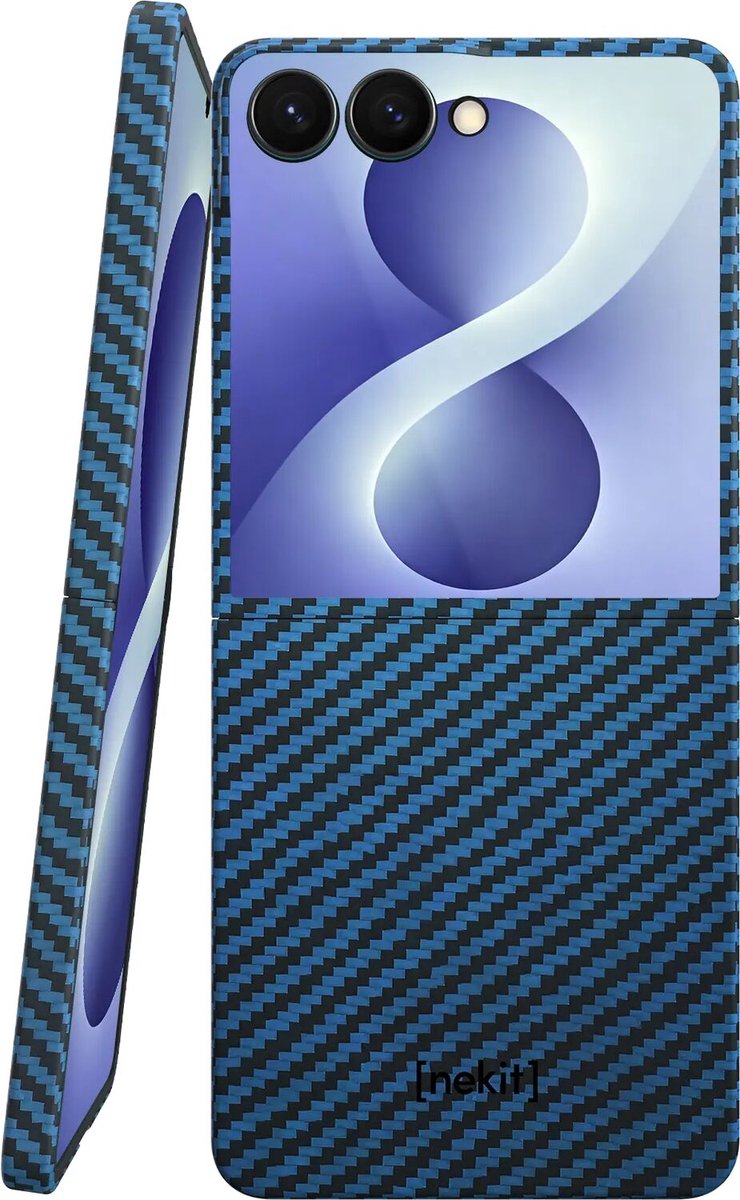 NEKIT Fiber Hoesje Geschikt voor Samsung Galaxy Z Flip 8 - Compatibel met MagSafe en Qi2 - High-Tech Kevlar - Back Cover Ultra Dun - Blauw