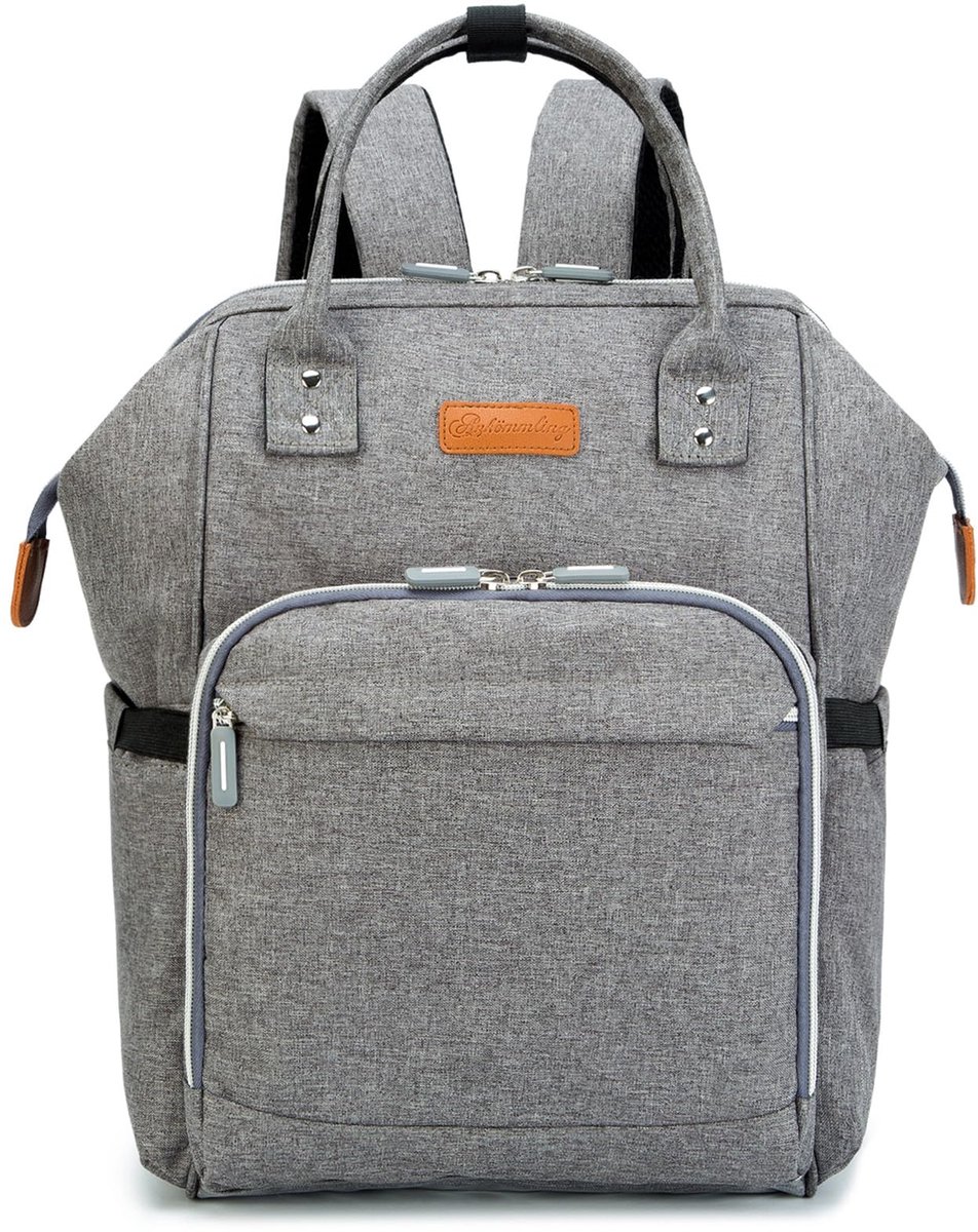 SnelShoppen - Luierrugzak voor baby's - Multifunctionele luiertas met grote capaciteit - Grijze babytas met thermotas en verstelbare schouderriem - Id
