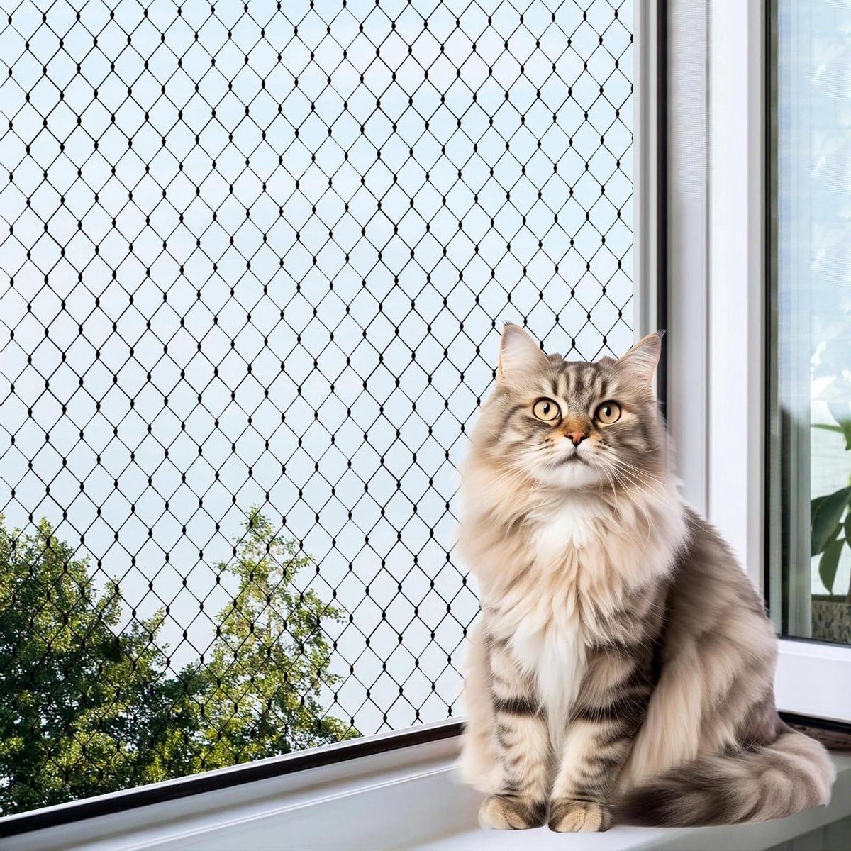 Kattennet Balkon - Kattenbescherming - Veiligheid Huisdier - Scheurvast Nylon - 3 x 4 Meter - Zwart