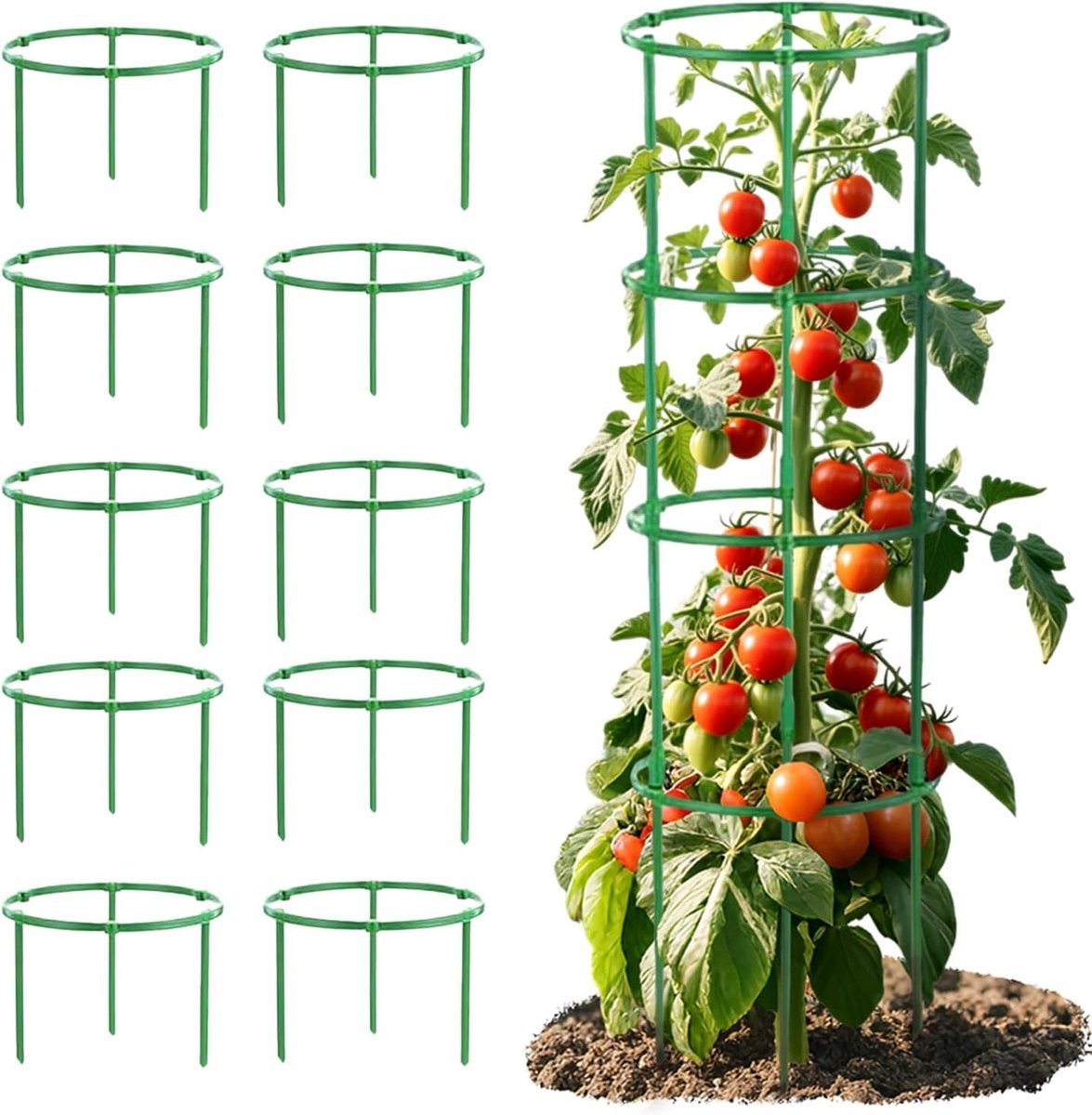 20-delige Klimsteun Set voor Tomaten en Komkommers, Verstelbare Hoogte, Plantondersteuning voor Groenten en Bloemen, 120 cm Hoog
