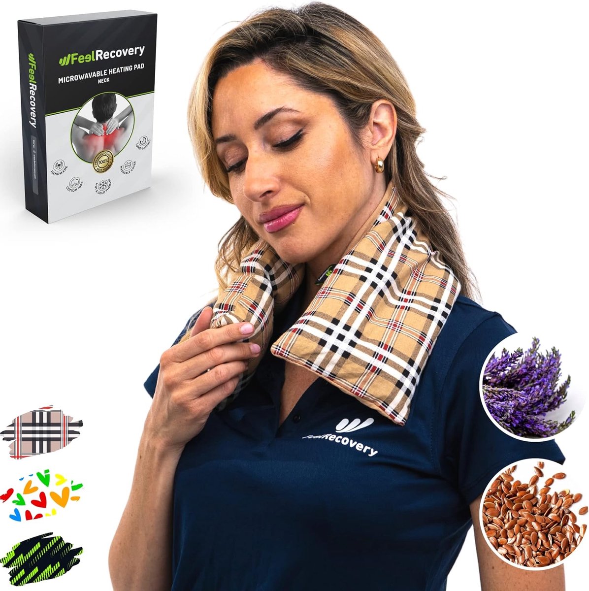 SnelShoppen - Pittenzak Nekwarmer - Warmtesjaal voor Nek en Schouders - Magnetron Nekkussen 60x15 cm - Wasbare Katoenen Hoes met Lavendelgeur