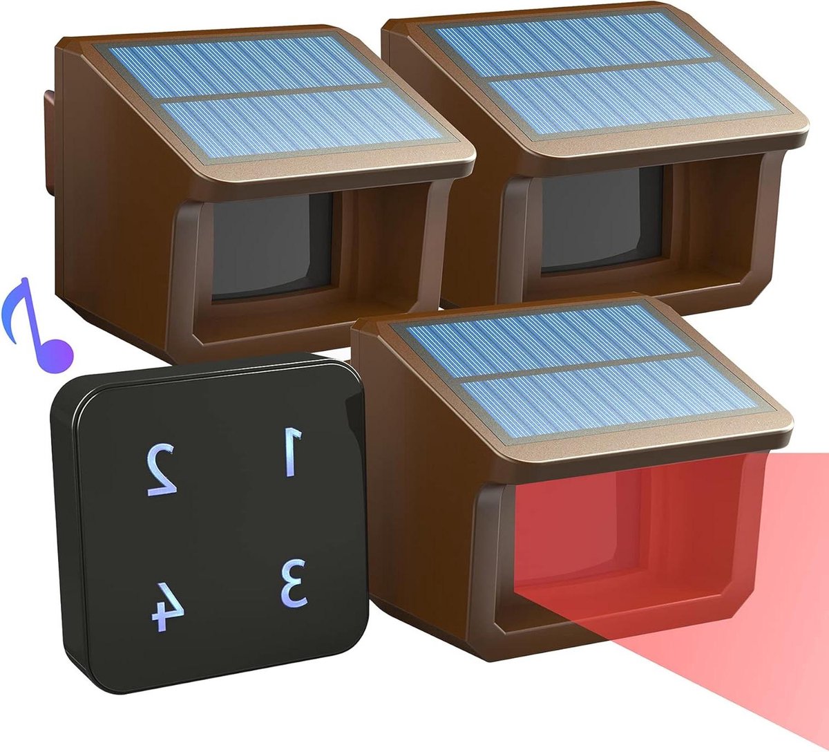 Solar Driveway Alarm - Bewegingsmelder - Objecten Beveiligen - 800m Draadloze Bereik - 4 Delig - Zwart