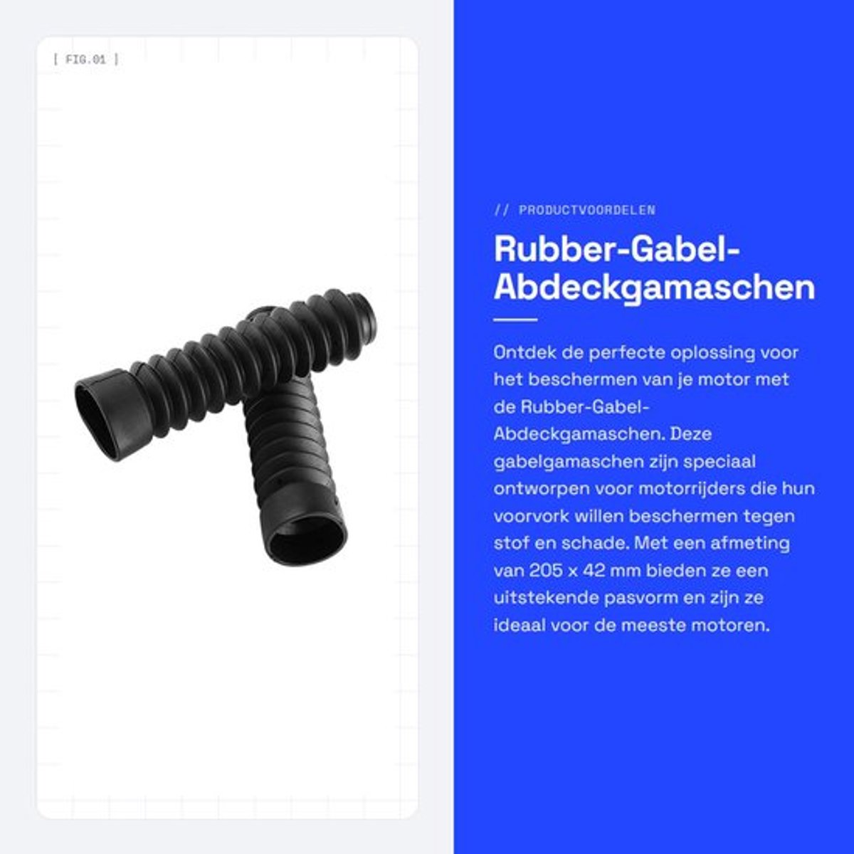 Gabelgamaschen Rubber - Stootdemping - Staubbescherming - Motorradgetailleerde - 205 x 42 mm - Antislip - Lichtgewicht - Gabelbeschermers