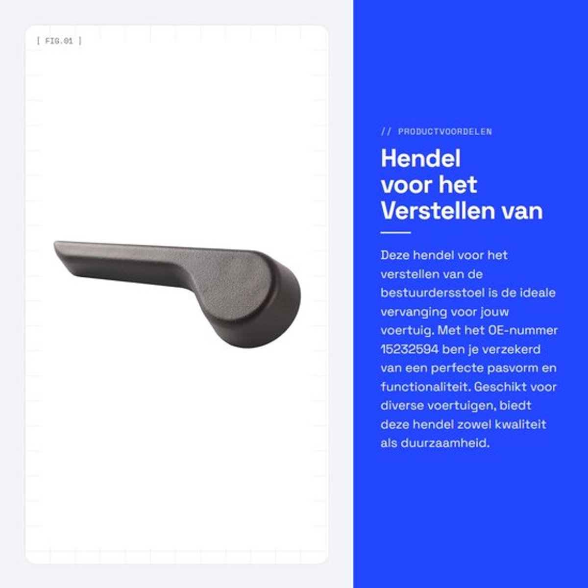 Hendel voor Verstellen Bestuurdersstoel - Handgreep - Anti-impact - Duurzaam - Vervangingsonderdeel - OE-nummer 15232594 - Stoelenversteller