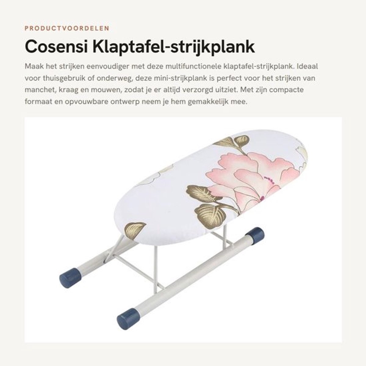 Strijkplank Mini - Multifunctionele Klaptafel - Antislip Kunststof Voetafdekking - Afneembare Stofafdekking - Katoenen Doek - Afmetingen 26,5 x 10,5 x 8,5 cm