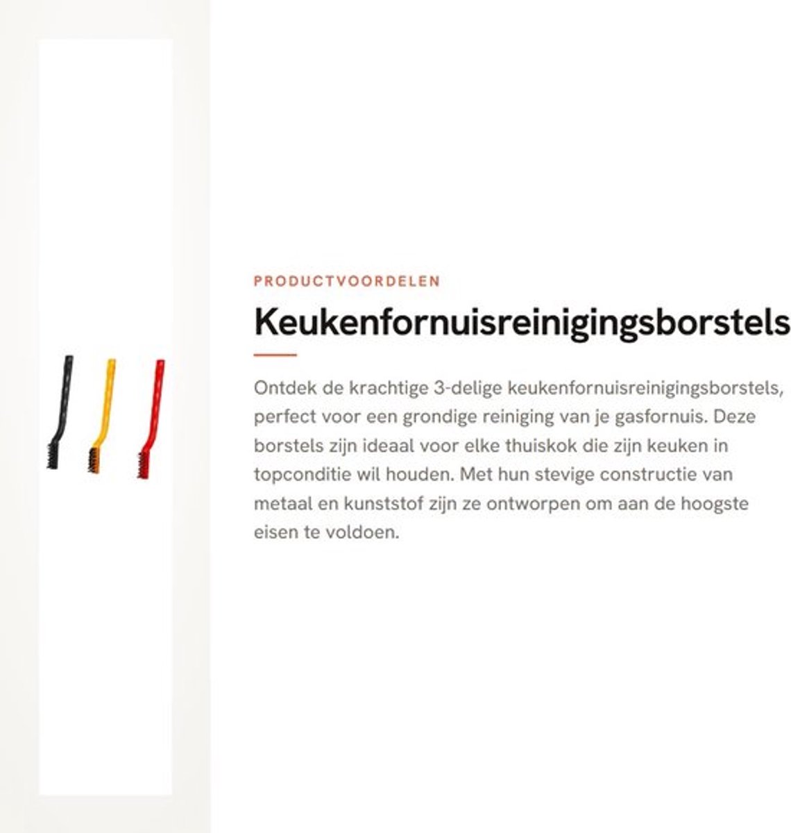 Keukenfornuisreinigingsborstels 3-delig - Kachelreinigingsborstel - Gasfornuisreiniger - Metaal/Kunststof - Lichtgewicht - Voor thuiskeukenreiniging - Reinigingsborstels