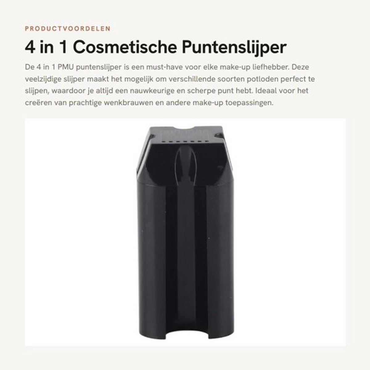 Puntenslijper 4 in 1 - Cosmetische Puntenslijper - Puntenslijper voor Wenkbrauwpotlood - Verstelbare Puntenslijper - Inclusief Opvangbakje - Geschikt voor Dikke Potloden - Make-up Slijper