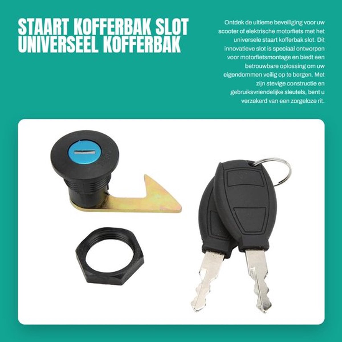 Staart Kofferbak Slot - Universeel Kofferbak Slot - Beveilig uw eigendommen - Compact formaat - Geschikt voor scooters - Ideaal voor elek...